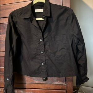EVERLANE THE WAY- CROP SHIRT IN SILKY COTTON Size Small - Oversized crop BLK